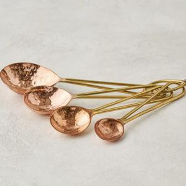 Hammered Copper and Gold Measuring Spoons