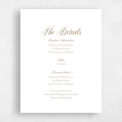 Metallic Bronze, Brown Wedding Enclosure - Henderson Letterpress