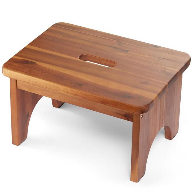 Wooden Step Stool, 9'' One Step Stool for Adults, Wooden Beside Step Stool with 550 Lbs Load Capacity, Heavy Duty/Portable/Nonslip/Durable Construction Safe Step Stool for Bedroom/Kitchen