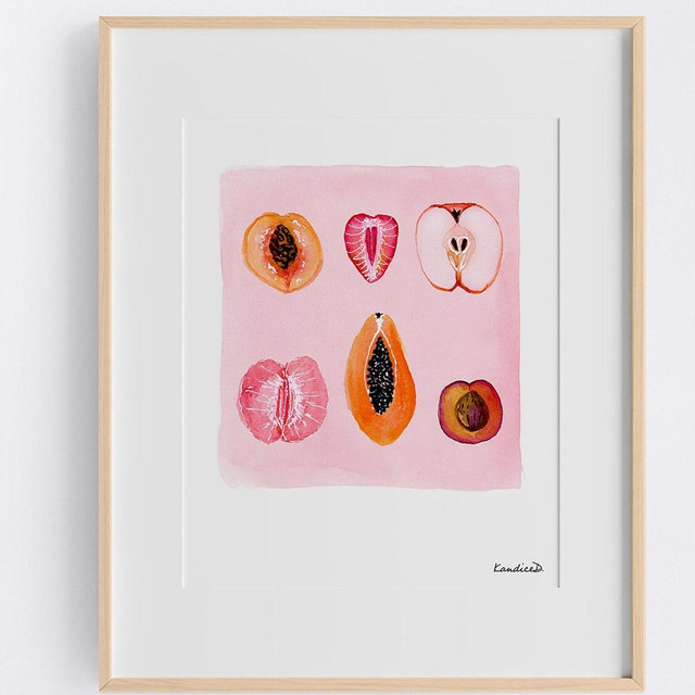 Sliced Feminine Fruit. Signed Art Print
