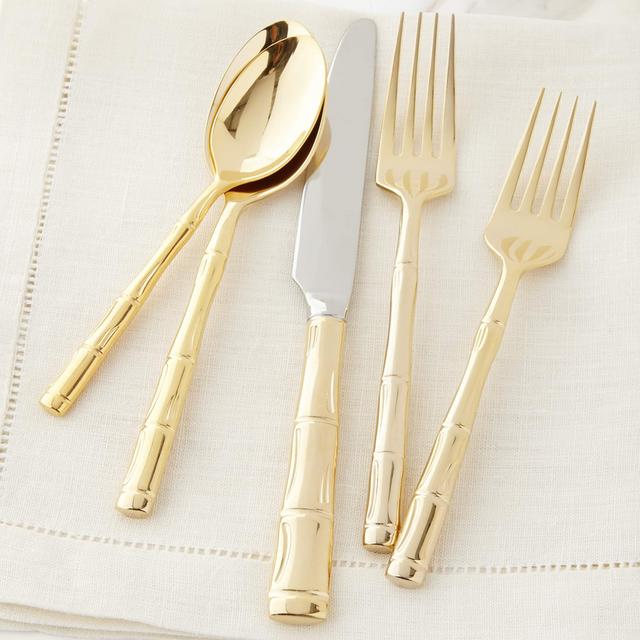 20-Piece Gold Bamboo Flatware Service