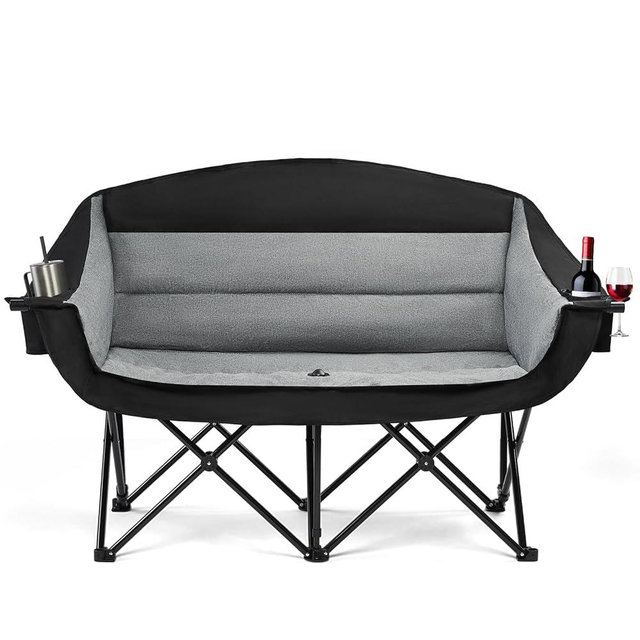 apollo walker Oversized Double Camping Chair for 2 Person - Extra Wide & Heavy Duty 600lbs Camp Couch with Dual Cup Holder & Carry Bag, Camping Loveseat for Outdoor, Lawn, Beach, Park