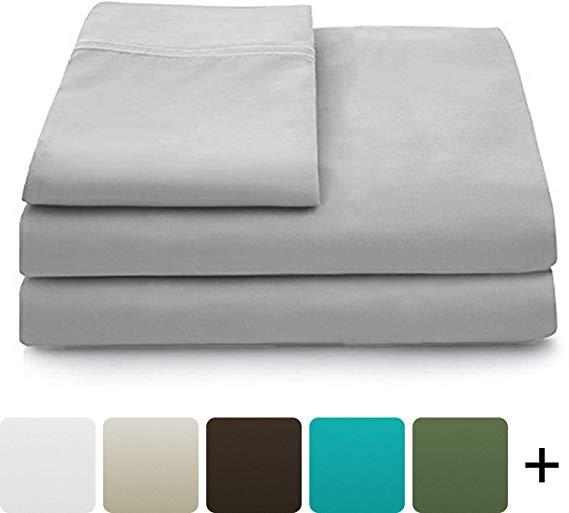 Cosy House Collection Luxury Bamboo Bed Sheet Set, Queen, Grey