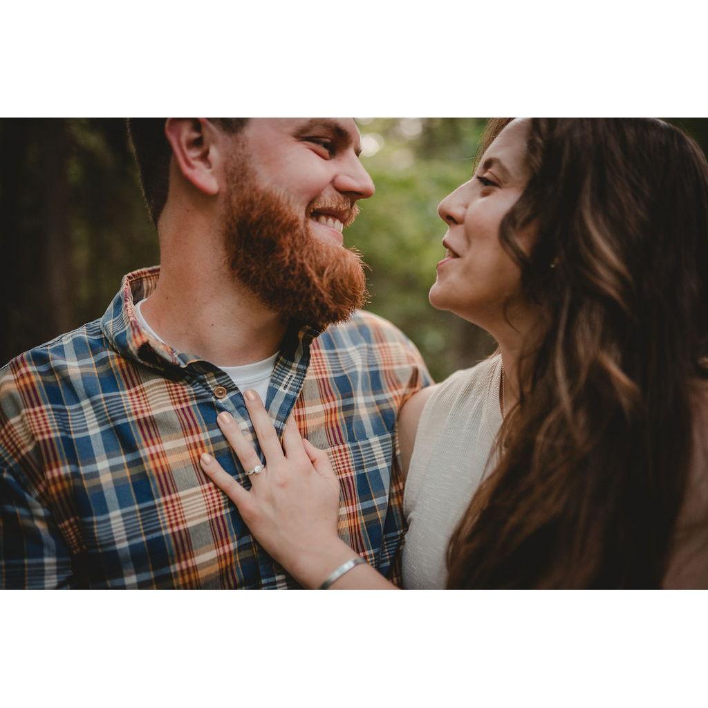 Engagement photos taken on the White Cedar Segment of the Ice Age Trail at the Rice Lake Preserve in June 2025 by the fabulous Sara Griena: AnaFinn Photography, www.anafinnphotography.com