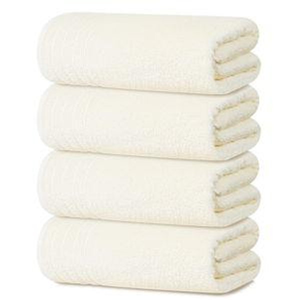 Tens Towels Pack of 4 Extra Large Bath Towels 30 x 60 Inches, 100% Cotton, Larger & Lighter Weight, Quicker to Dry, Super Soft and Absorbent, Perfect for Bathroom, Cream
