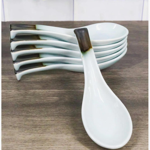 Ebern Designs Pack Of 6 Seikai Collection Asian Soup Spoons With Hook 5.75"L | Wayfair