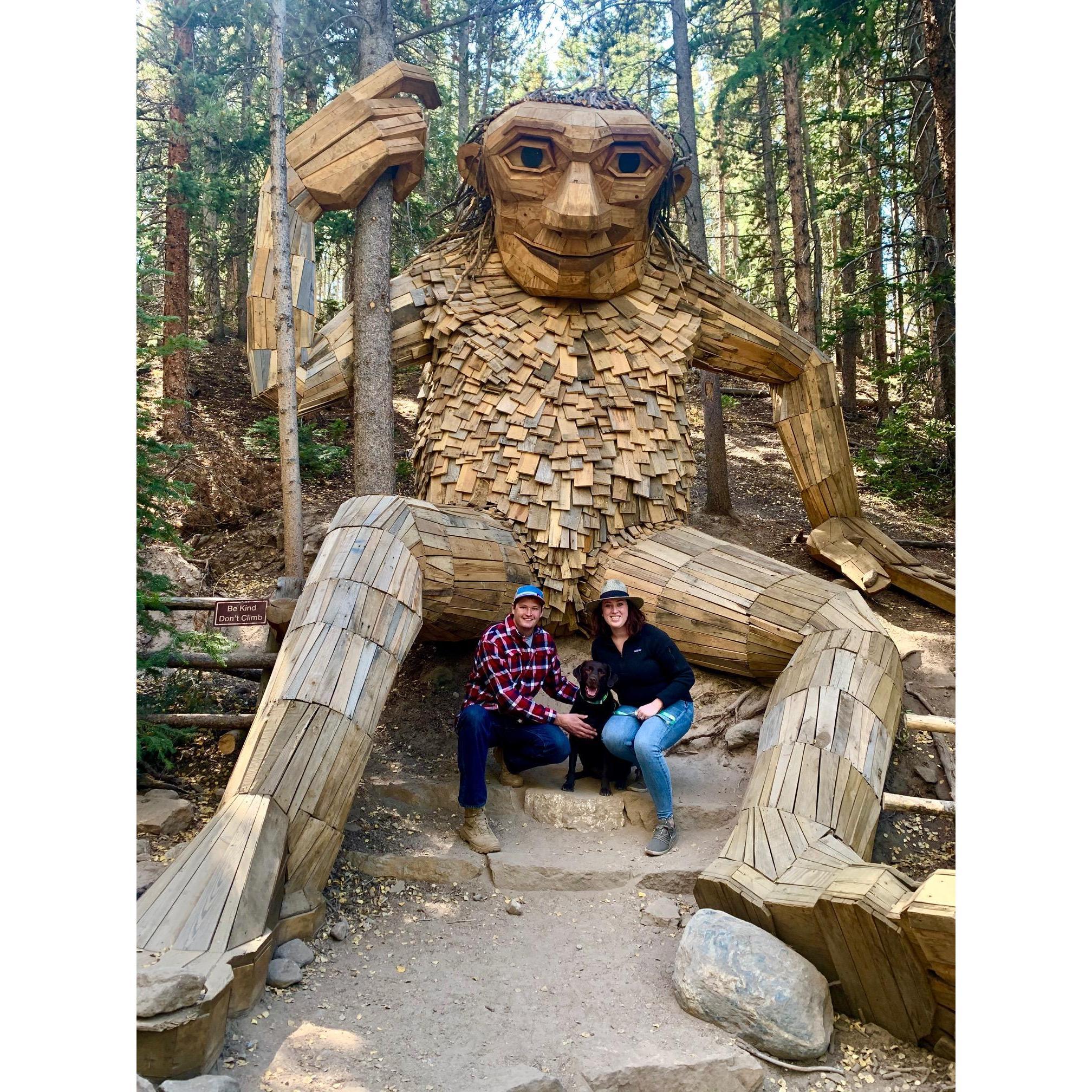 The infamous troll in Breckenridge with our Lola Bear.