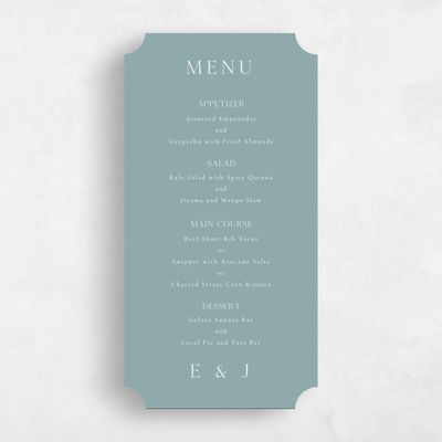 Blue Ticket Wedding Menu - Coquelicot