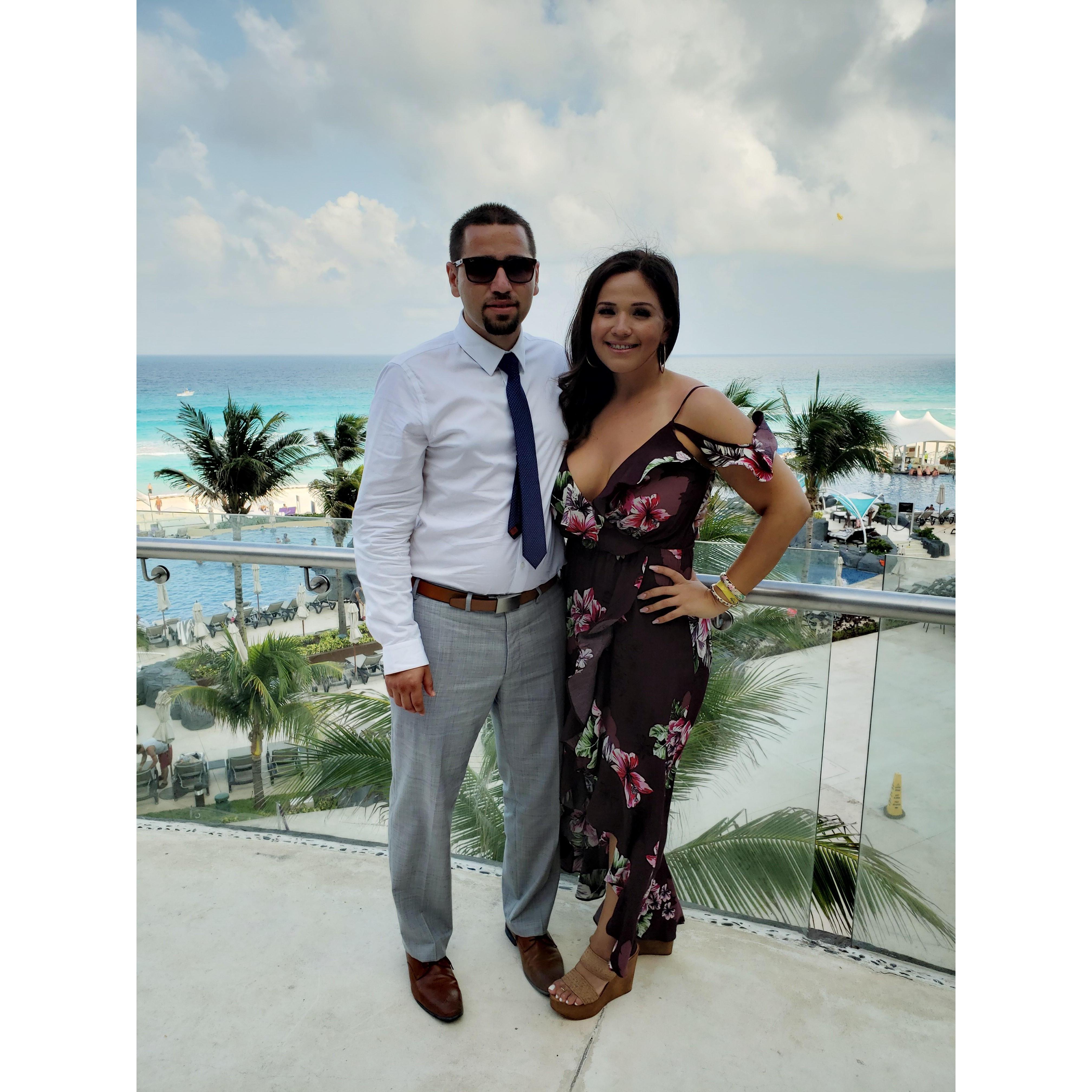 Celebrating friend's wedding in Cancun.