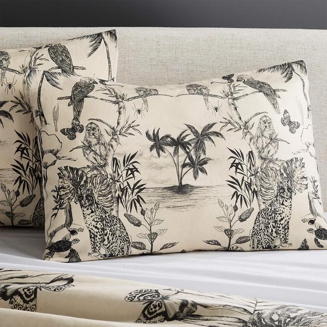 Midnight Jungle Linen Standard Pillow Shams Set of 2 by Matthew Williamson