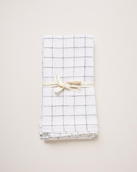 Washed Linen Napkins - Check