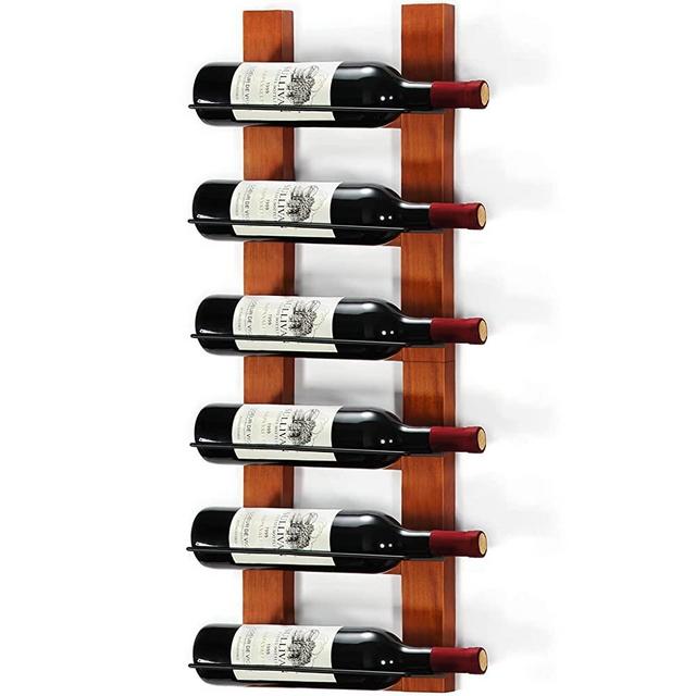 B4Life Wine Racks Wall Mounted, Wall Wine Bottle Display Rack 6 Bottle Wall Wine Racks for Wine Bottles, Wood Wine Holder Wall Mounted for Dining Room, Storage Room, Wine Cellar, Kitchen