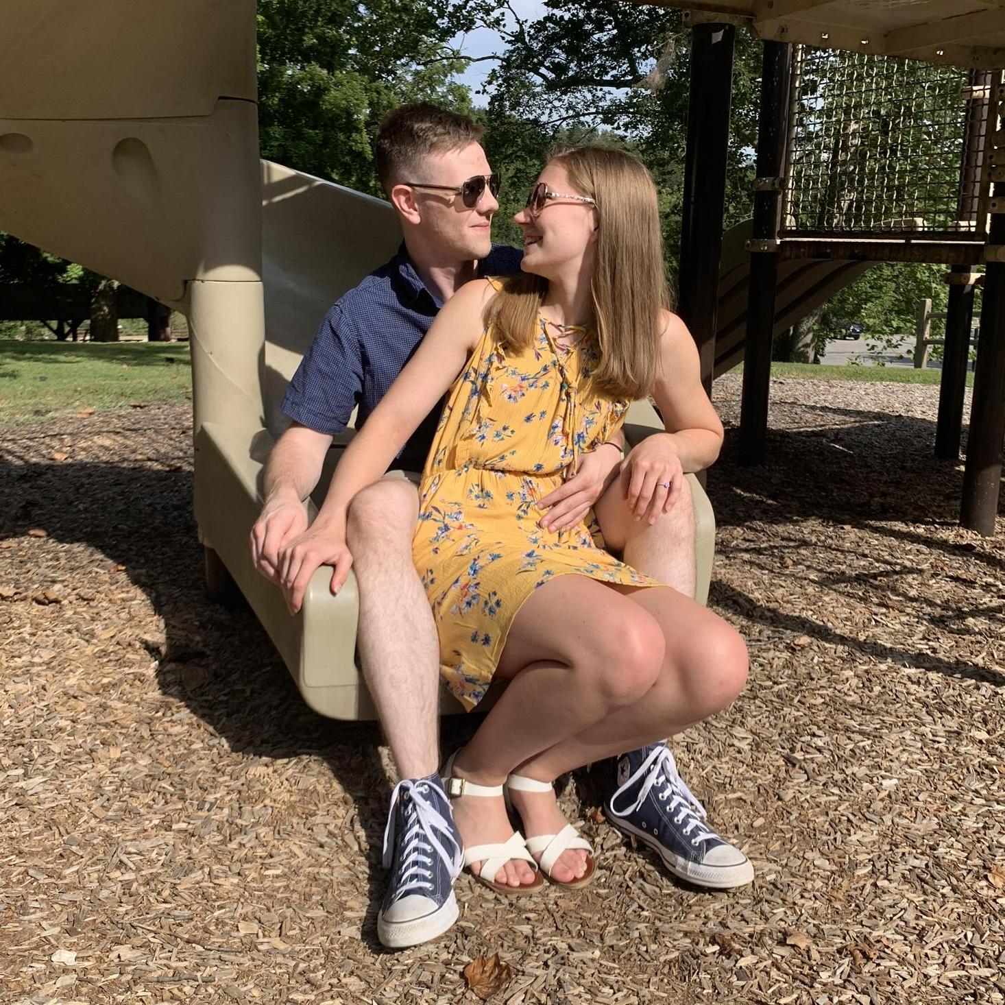 He agreed to engagement pictures on a playground! What more would you expect from a recreation major bride to be!