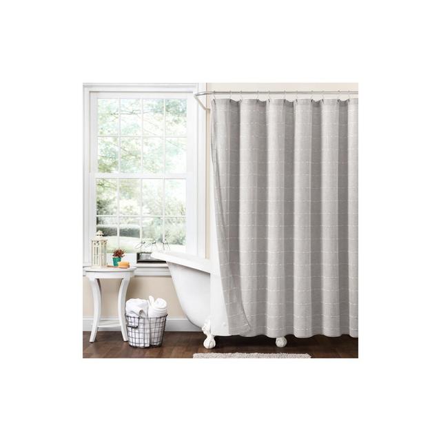 Farmhouse Textured Sheer With Peva Lining Shower Curtain Gray 2Pc Set 72X72