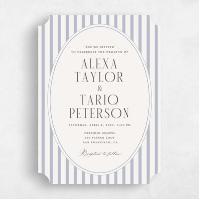 Blue Ticket Wedding Invitation - Azelie Classic