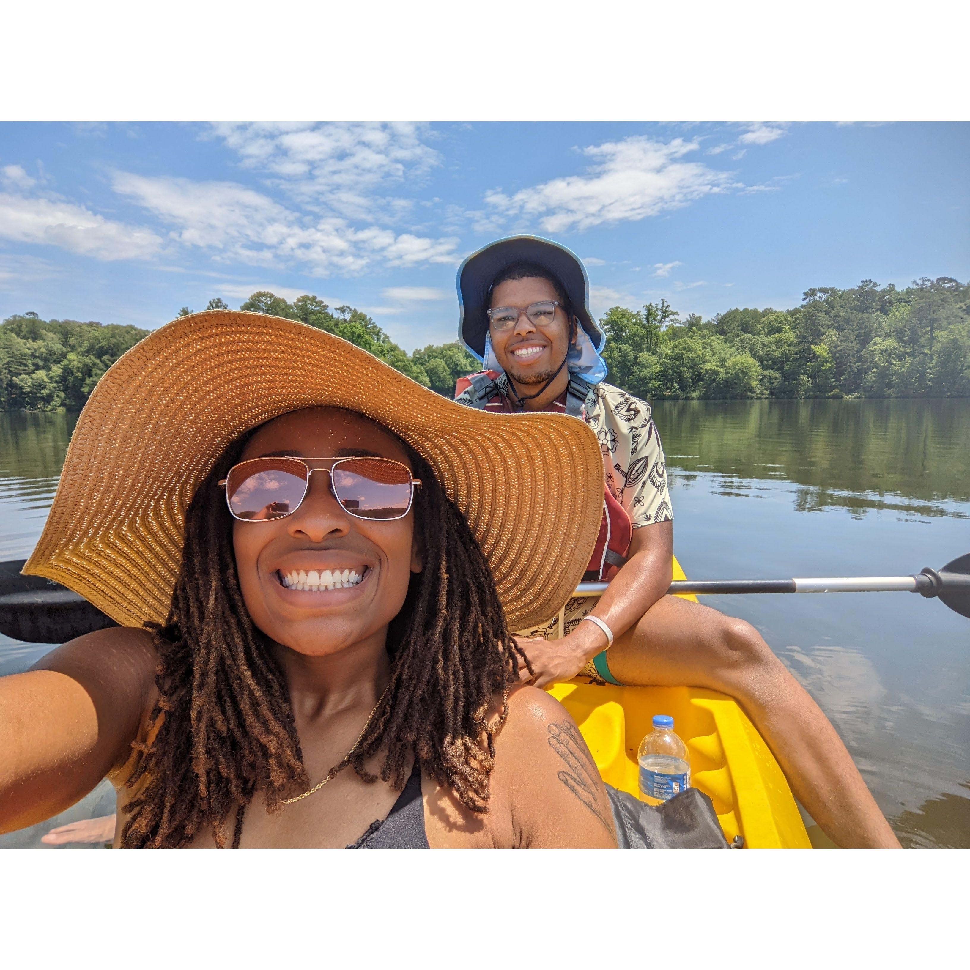 Canoeing out on the lake (Those sunglasses are still at the bottom of it)