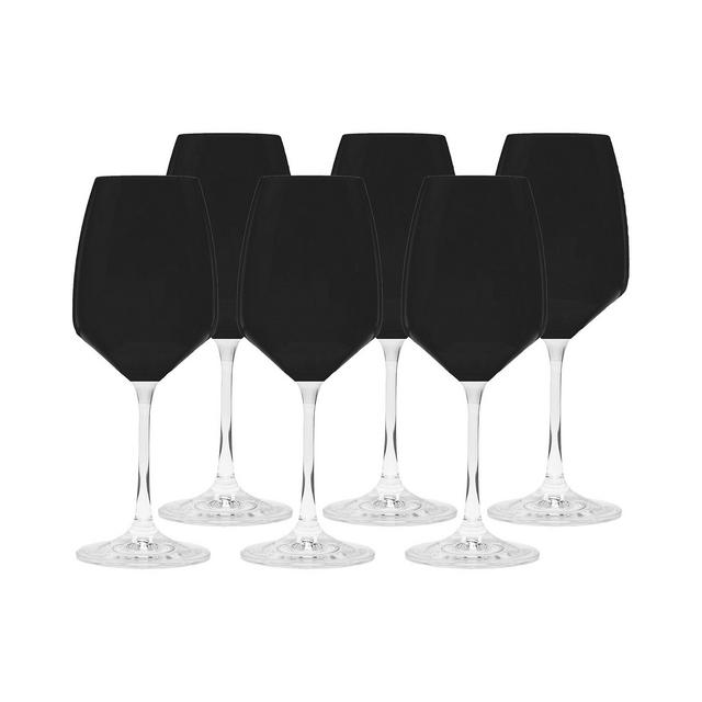 Black Wine Glasses with Stem, Set of 6
