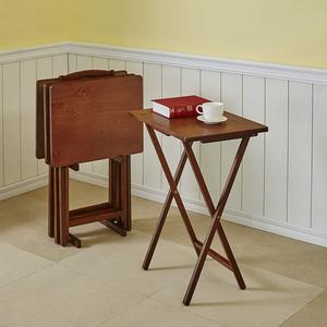 PJ Wood Folding 5-piece TV Tray & Snack Table - Honey Oak Finish Rubberwood