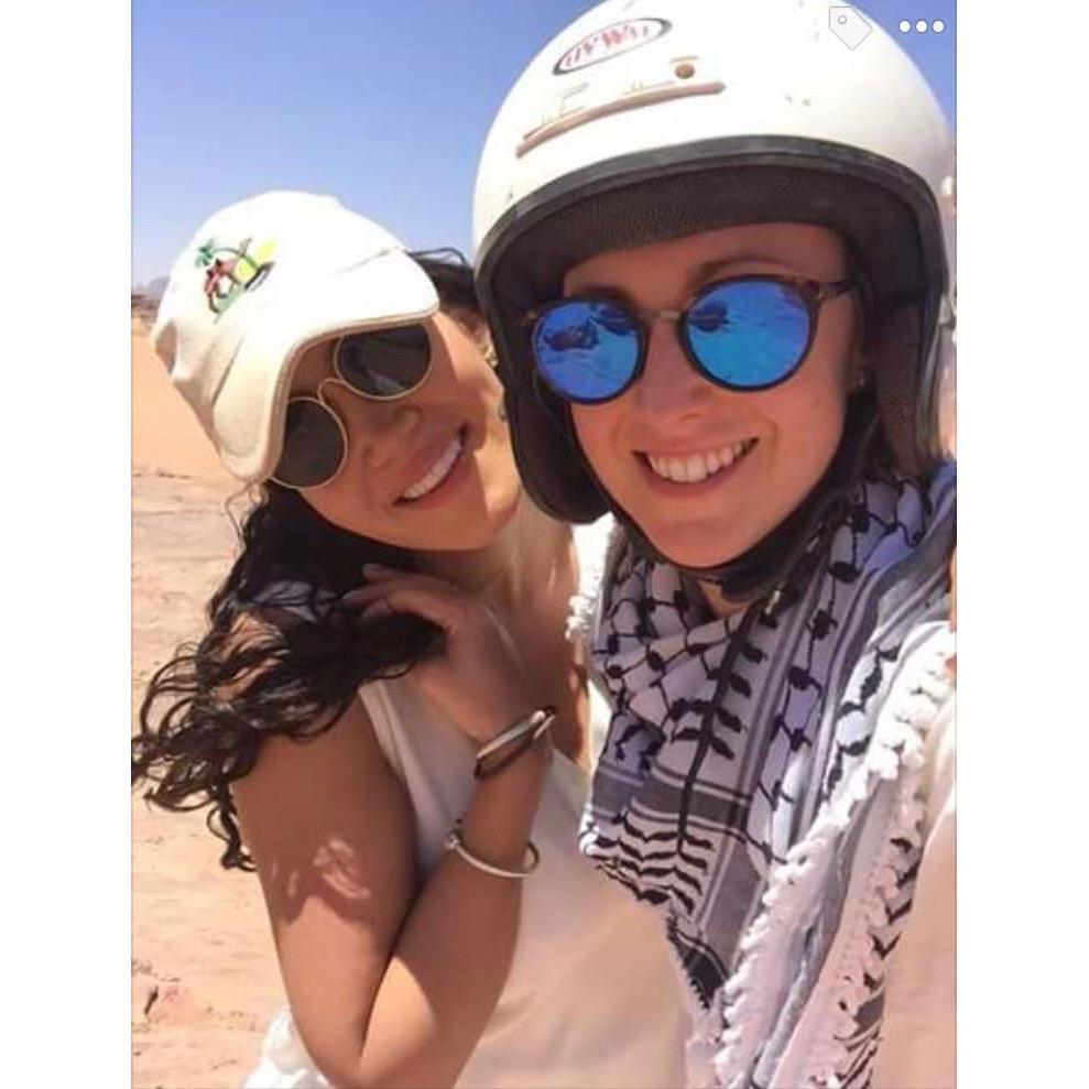 Jess ATVing in Wadi Rum with bridesmaid Agata (and sis-in-law) coming in from Germany! Representing Poland!