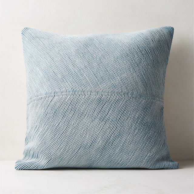 23" Convey Faded Denim Throw Pillow With Down-Alternative Insert