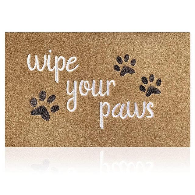 Large Welcome Door Mat Indoor Outdoor Wipe Your Paws Doormat Front Back Door Mat Pet Rug for Entryway Porch Entrance Anti-Slip Floor Mat with Durable Rubber Brown 24x36