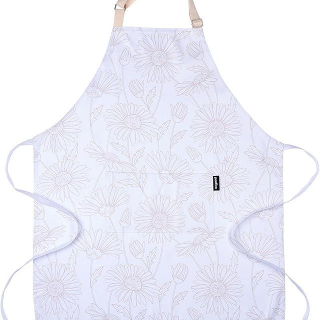 poofico Premium Adjustable Waterproof Aprons for Women with Pockets | Poly-Cotton Cute Apron for Kitchen, Cooking & Baking