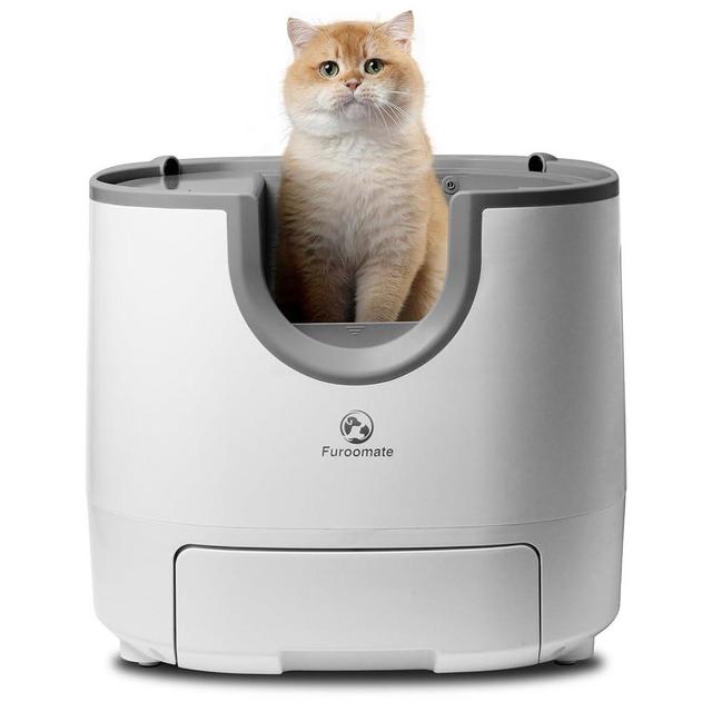 Furoomatepet Self-Cleaning Litter Box, Large Capacity Automatic Open-Top Design for Multiple Cats with Advanced Safety Features