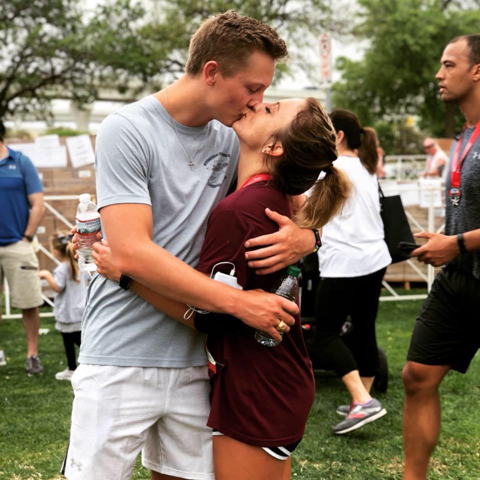 Post half marathon...Walker is the best cheerleader<3