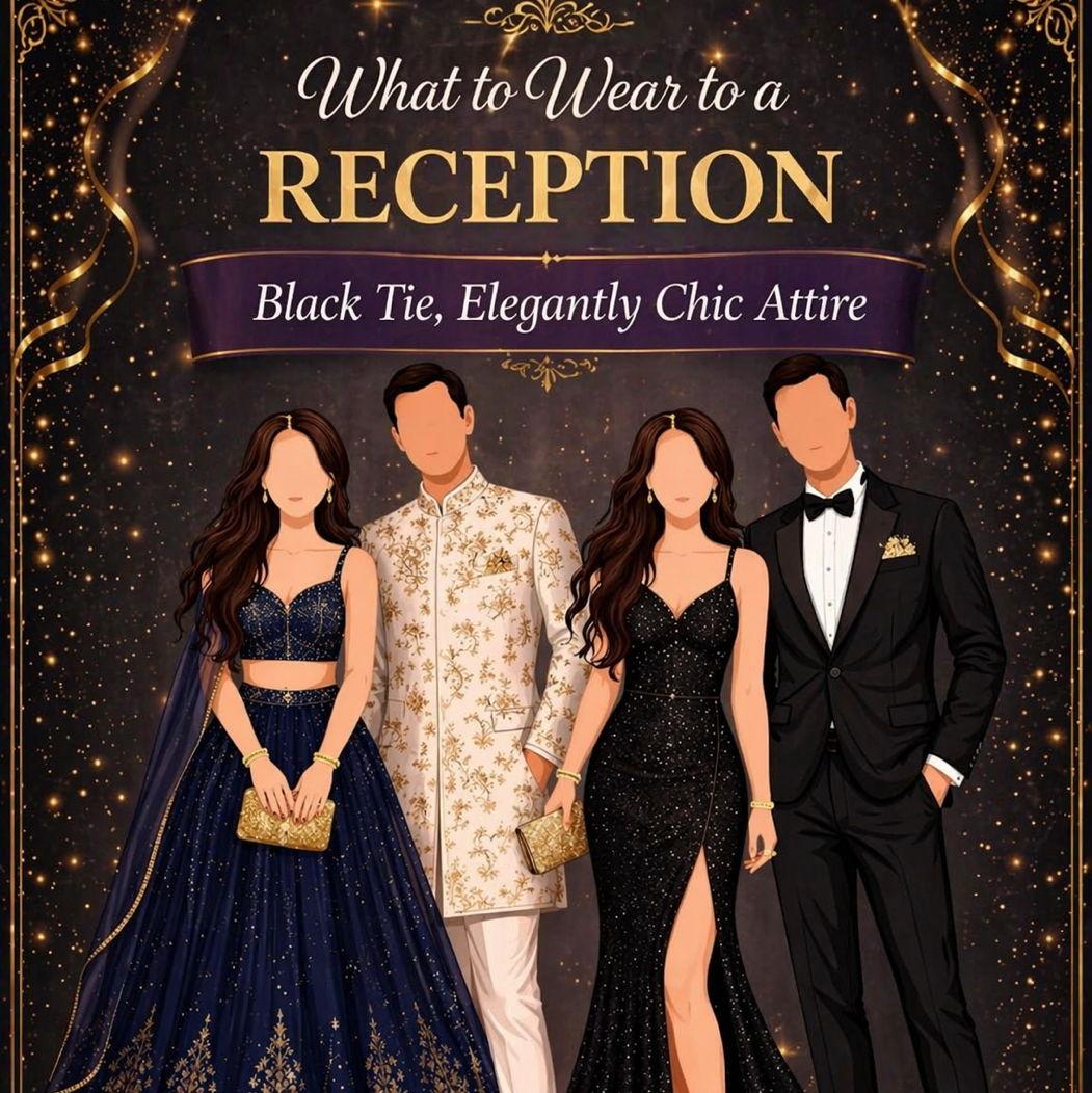 Reception: Saturday, August 22nd
Indian, American Formal - Lehengas, gowns, sarees, sherwanis, or Suits / Tuxedos