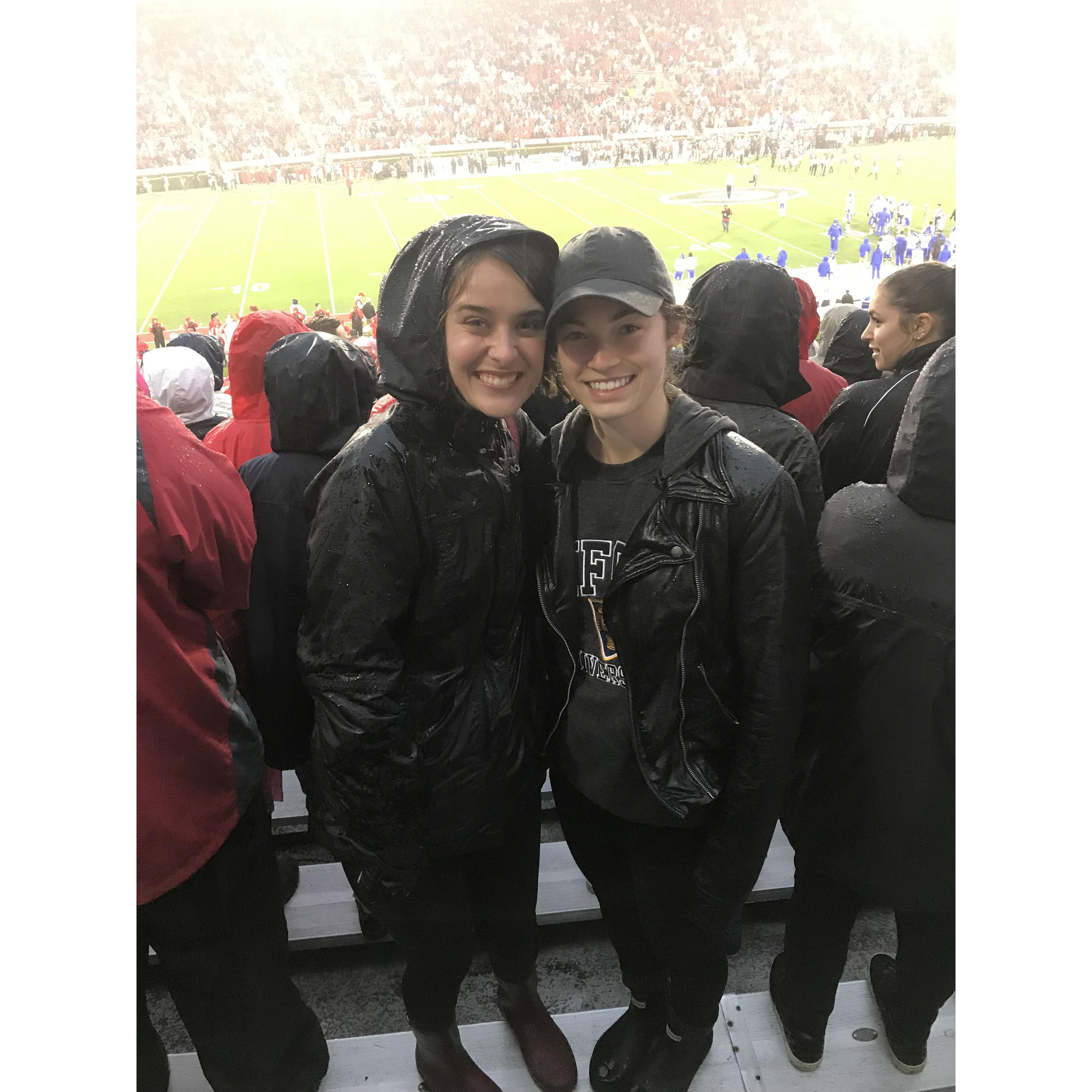 Isa and Mary Beth at a rainy UGA football game. Go Dawgs!