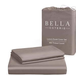 Bella Coterie Luxury Bamboo Viscose King Size Duvet Cover Set | 100% Organically Grown | Corner Ties | Ultra Soft | Cooling | Two Pillow Shams | 106 x 94 | No Insert [Mocha]