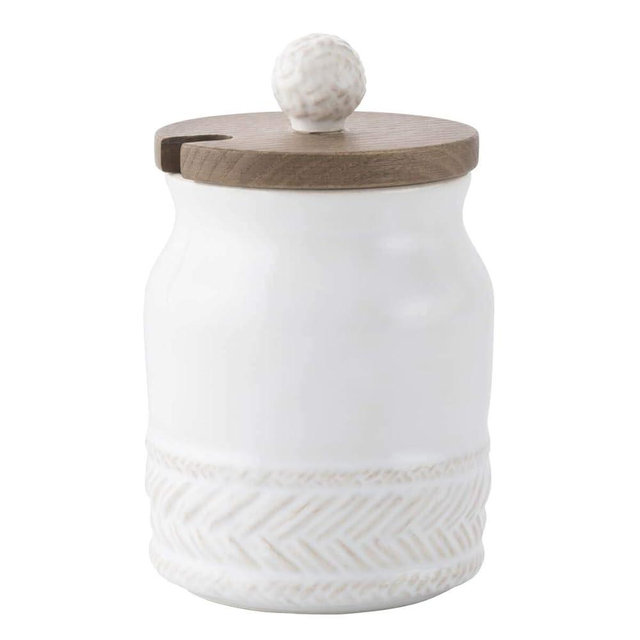 Juliska Le Panier Sugar Bowl with Wooden Lid - Whitewash