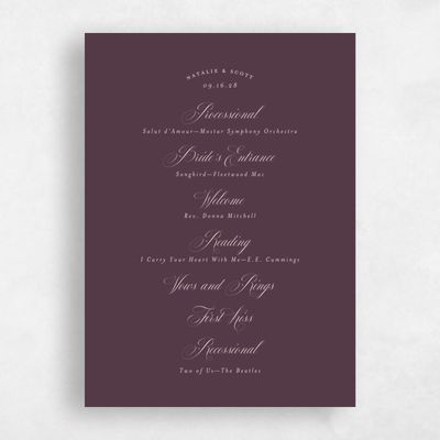 Dark Plum, Purple Wedding Program - Marvis