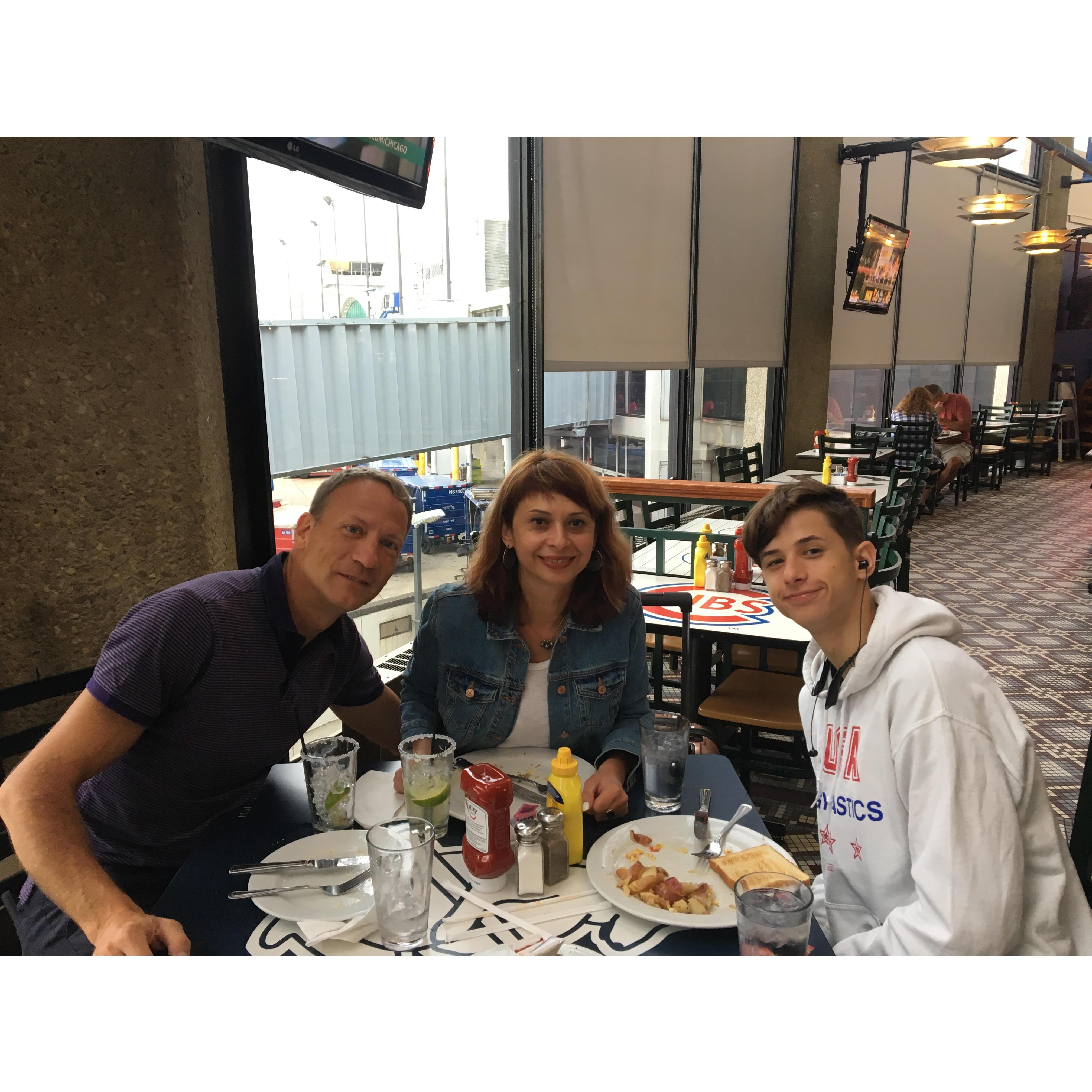 Typical airport breakfast on the way to Mexico: omelette & margaritas. Ivo ate the omelette, Dilyana and Liam had the margaritas.