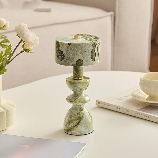 MIXL-Green Jade Marble Touch Lamp,Art Deco Table Light,Nordic Style Desk Lamp for Bedside Office and Living Room