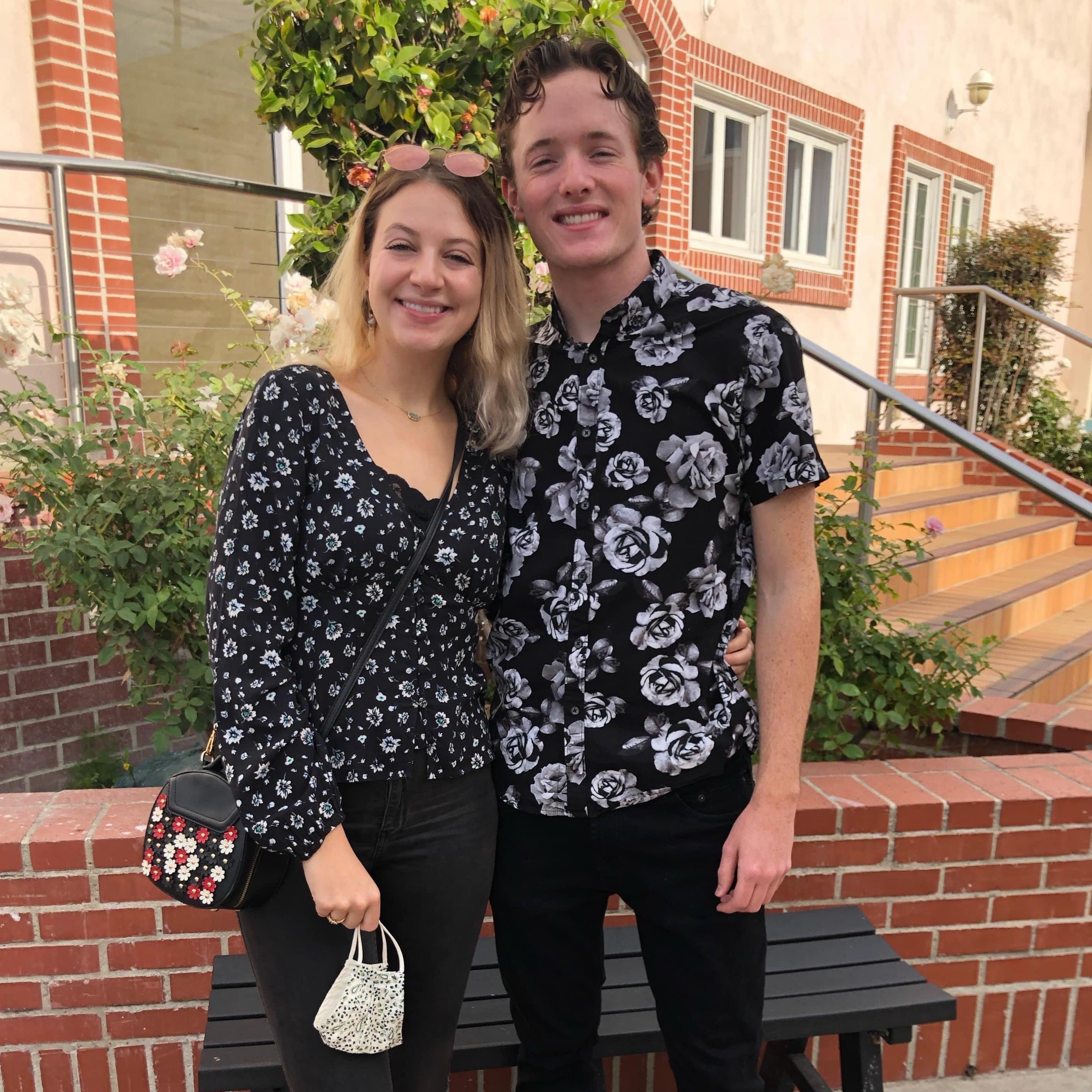 Our first time at church together - we wore matching outfits!