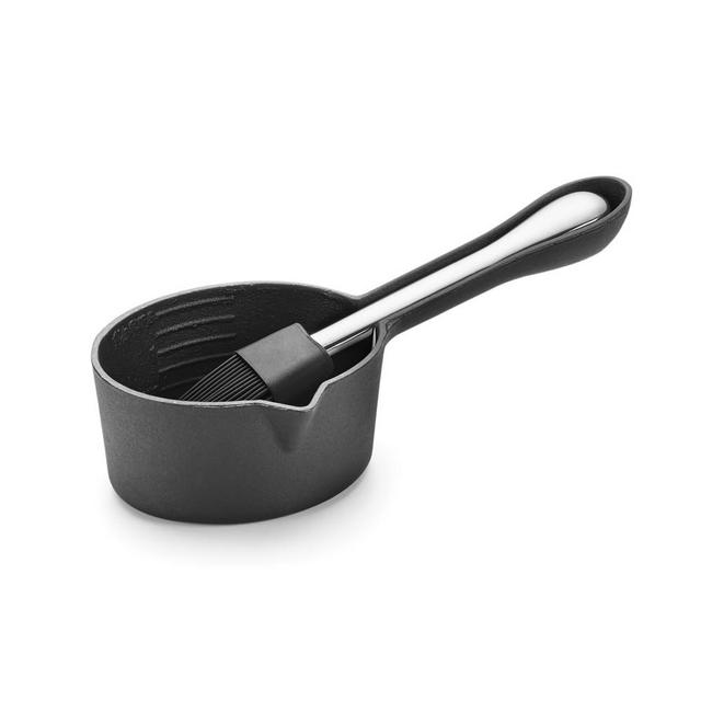 Cast Iron Sauce Pot with Nesting Silicone Basting Brush
