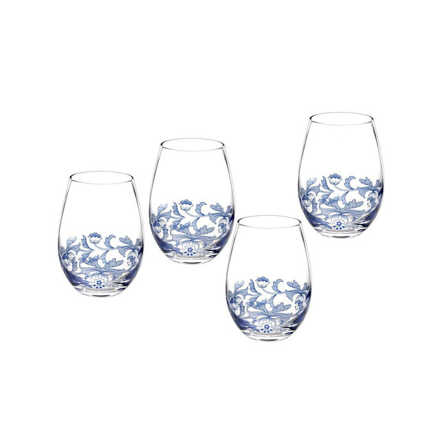Spode Blue Italian Stemless Wine Glasses