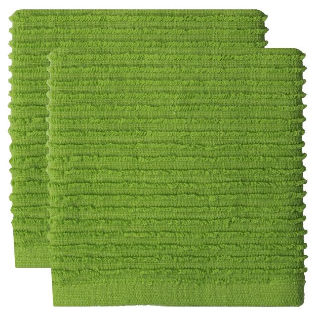 2pk Cotton Ridged Dish Cloths Green - MU Kitchen