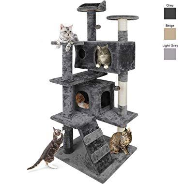 Nova Microdermabrasion 53 Inches Multi-Level Cat Tree Stand House Furniture Kittens Activity Tower with Scratching Posts Kitty Pet Play House