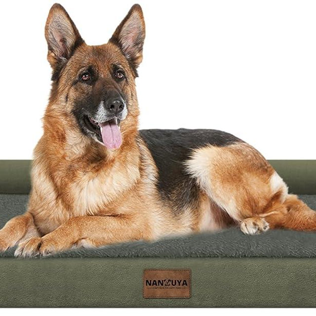 Large Dog Bed Orthopedic Washable: Extra Large Sized Beds for Jumbo Dogs Egg Crate Foam Sofa Couch Waterproof Removable Cover - Dark Green