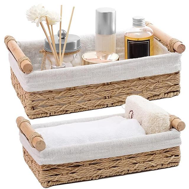 Set of 3 Small Seagrass Wicker Basket for Bathroom - High — Vatima Home