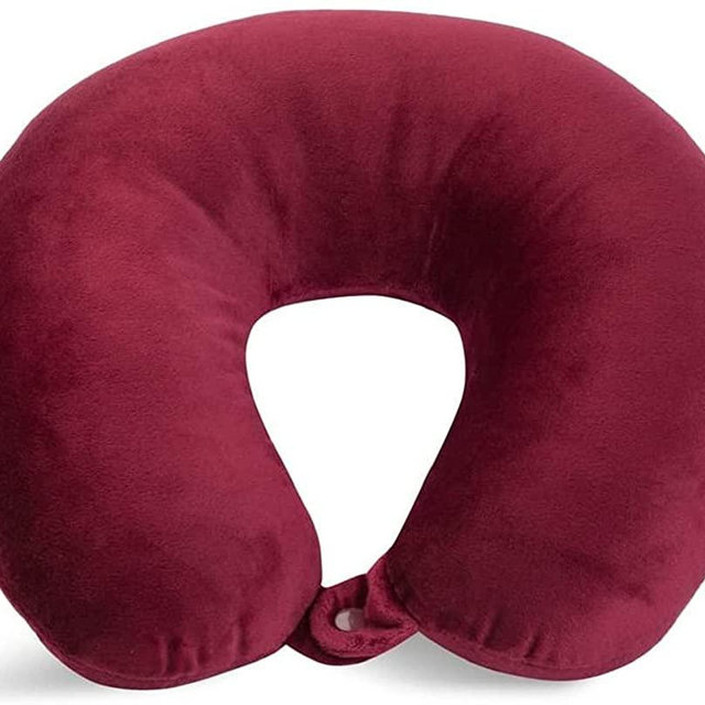 World's Best Feather Soft Microfiber Neck Pillow, Burgundy