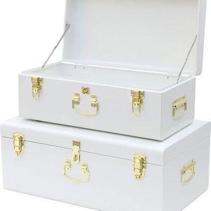 Decorative Metal Keepsake Storage Trunks Set of 2