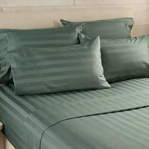 Northern Nights Wrinkle Defense Dobby Stripe Sheet Set - Color: Dark Forest; Size: Queen