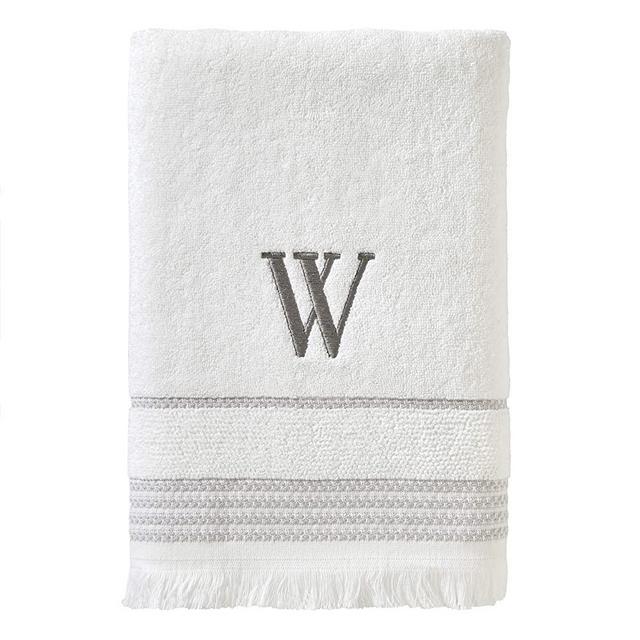 SKL Home Casual Monogram Bath Towel, W, 28x54, White