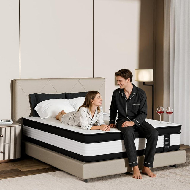 12 Inch Queen Mattress Hybrid Memory Foam with Individually Wrapped Pocket Springs, Medium Firm Bed in a Box for Pressure Relief Motion Isolation Edge Support, Breathable Design CertiPUR-US Certified
