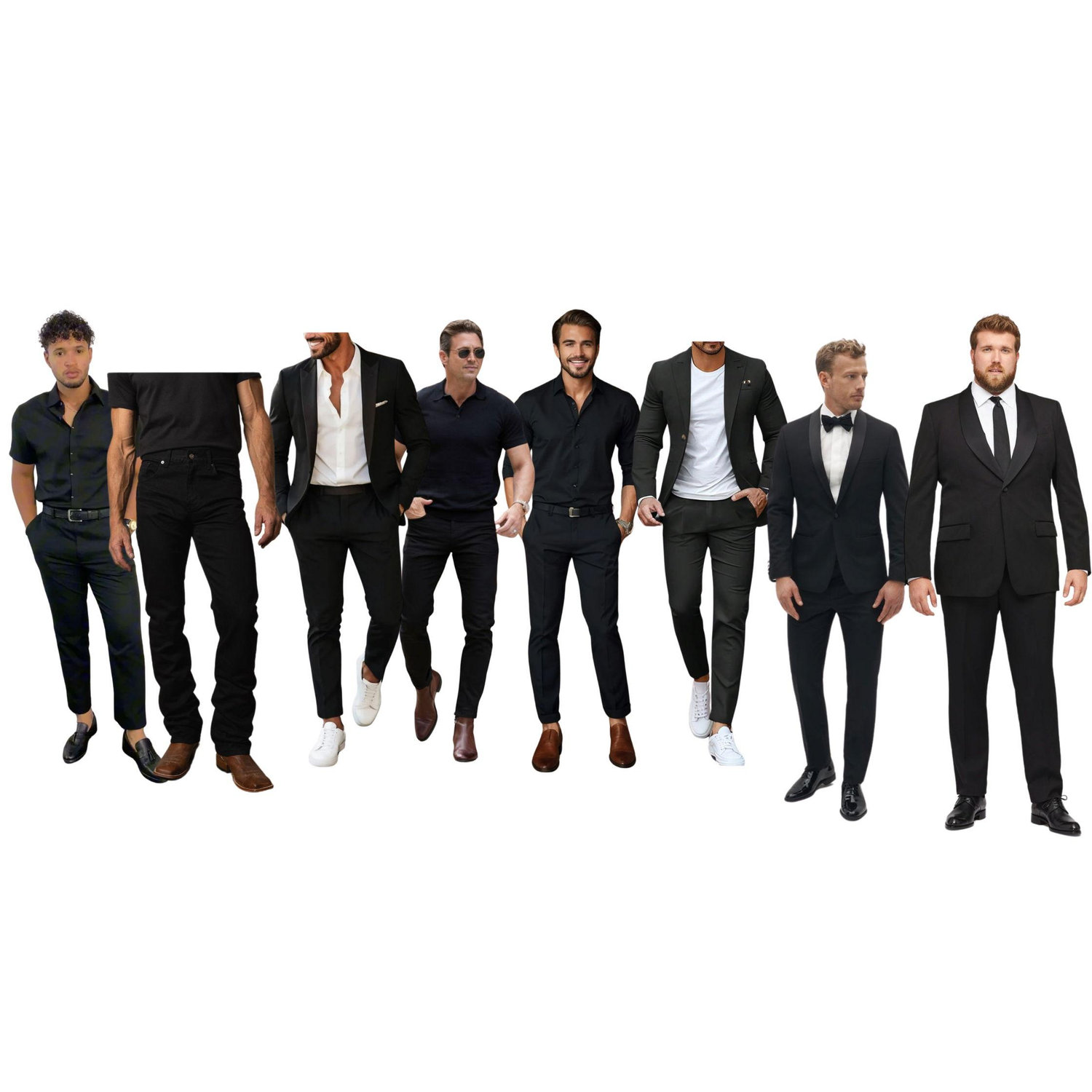 For the gentlemen, formal or semi/formal BLACK attire (excludes white dress tops).