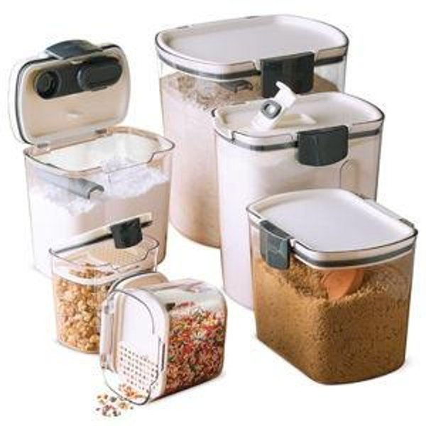 Progressive ProKeeper Baker's Airtight Kitchen Storage Canister Container Set for Flour, Sugar & More, Keeps Ingredients Fresh, with Accessories (Multicolor, 6- Piece)