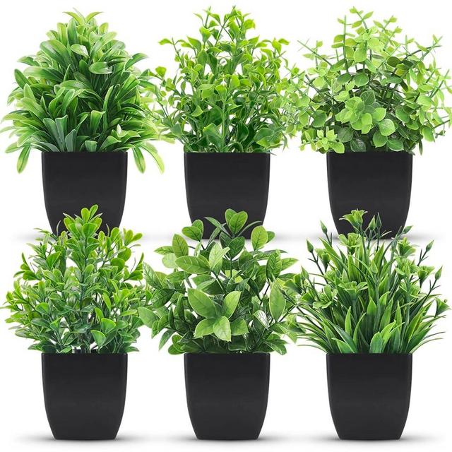 Der Rose 6 Packs Fake Plants Mini Artificial Plants for Home Office Farmhouse Bathroom Shelf Decor Indoor